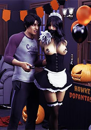 Discovering that Michelle has been left tied up in a closet, he makes a deal with her to clean the house - Halloween house party: Morning after (fansadox 613) by Hawke